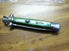 Armando Beltrame Italian 9 Inch Automatic Stiletto Swivel Dagger Green Exotic Hardwood UNUSED!