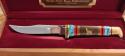 David (Dave) Yellowhorse  Buck Model 102 Knife, Custom Howling Coyote Fixed Blade 