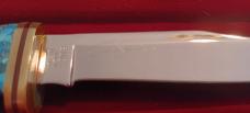 David (Dave) Yellowhorse  Buck Model 102 Knife, Custom Howling Coyote Fixed Blade 