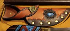 David (Dave) Yellowhorse Model 401 Buck Knife, Kalinga.  SN 193. Leather sheath. Beautiful 