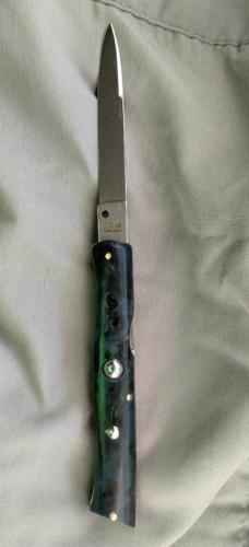 CEM Dolphins 8" Italian Switchblade Mid-lock Beautiful Blue Briarwood 