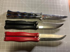 3 vintage butterfly knives