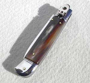 NEW OLD STOCK AKC 8" ITALIAN SWITCHBLADE LEVER LOCK BRAZILIAN HORN MANIAGO ITALY - NEVER USED - MINT