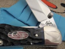 Case XX 2003 Blue Bone American Flag Shield Mid-folding Hunter Pattern # 6.51265LC SS