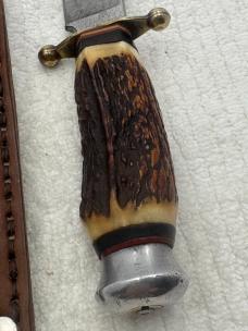 Vintage Solingen Cutlery B.SVOBODA Stag Handle Fixed Blade Knife #8