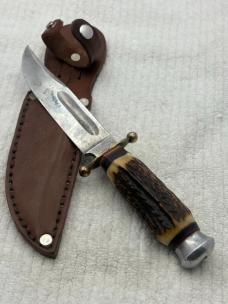 Vintage Solingen Cutlery B.SVOBODA Stag Handle Fixed Blade Knife #8