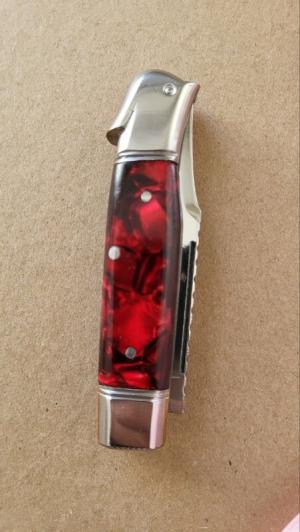 3 3/8" Custom Made Bird's Head Bolster Knife, Very Nice Red Handles