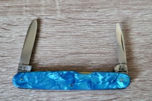 3 1/4" Joseph Rodgers 2-Blade Pen Knife, Nice Blue Celluloid Scales