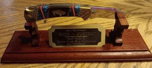 David (Dave) Yellowhorse Buffalo (Bison) Buck knife, in wood & acrylic display case. Signature stamp