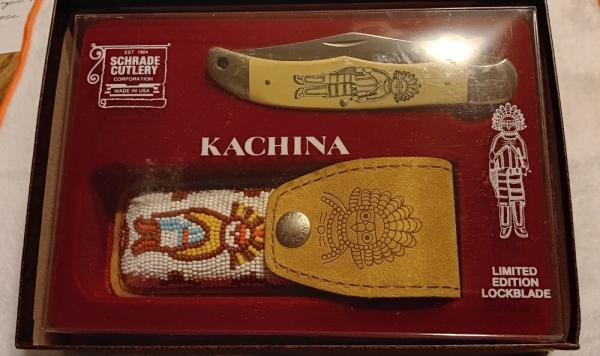 Schrade + USA KD Kachina Limited Edition knife w/ sheath. SN 07845 of 10,000 Schrade + USA KD Kachina Limited Edition knife w/ sheath. SN 07845 of 10,000