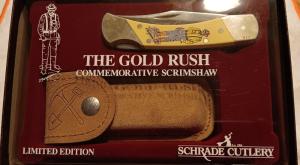 Schrade + USA LTD  The Gold Ruse Limited Edition knith w/sheath.  SN 1113 of 6,000