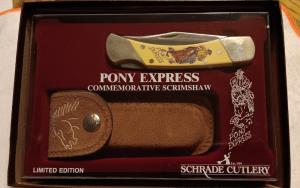 Schrade + USA LTD  Pony Express Limited Edition knife w/sheath.  SN 3349 of 8,000