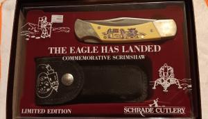 Schrade + USA LTD.  The Eagle Has Landed Commemorative Scrimshaw Limited Edition Knife 1955 of 6,000