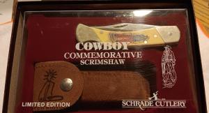 Schrade + USA LTD  Limited Edition Cowboy  knife w/ sheath.  SN SS (salesman sample) 61 of 8,000