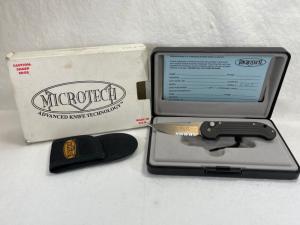 2000 MICROTECH U.D.T. Partially Serrated Clip Point Auto w/Pouch & OMP Box