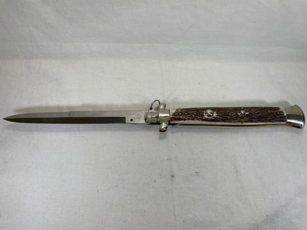 2015 A.G.A. CAMPOLIN Genuine Stag Automatic Spear Point 18" Stiletto Ring Pull 2015 A.G.A. CAMPOLIN Genuine Stag Automatic Spear Point 18" Stiletto Ring Pull