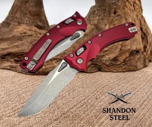 Microtech USA Amphibian RAM LOK Merlot Fluted Aluminum & Apocalyptic M390MK