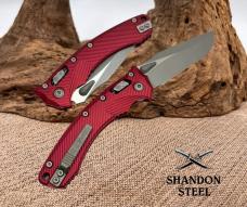 Microtech USA Amphibian RAM LOK Merlot Fluted Aluminum & Apocalyptic M390MK