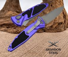 Microtech Socom Elite Auto Purple Handles w/ S/E Apocalyptic 160A-10APPU