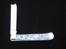 Cooper Cutlery Smooth Abalone Shell Razor Trapper Knife Rare NIB Made in USA ABALONE