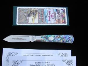 Beaver Falls Cutlery Co. Smooth LVS Abalone Jack Knife from Cooper Cutlery Made In USA ABALONE