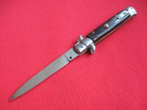Older "INOX" Italian 9" Dark Horn Switchblade Knife.