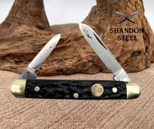 Boker Tree Brand 230 Equal End 2 Blade Pen Knife, Jig Black Composite Handle 52 