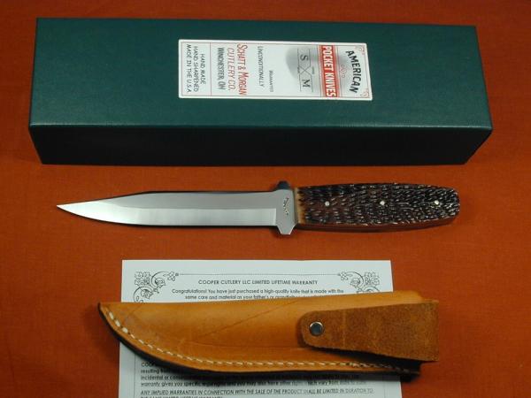 Schatt & Morgan Walnut Jigged Bone Fixed Blade Sheath Knife by Cooper Cutlery V1 WJB Made in USA Schatt & Morgan Walnut Jigged Bone Fixed Blade Sheath Knife by Cooper Cutlery V1 WJB Made in USA