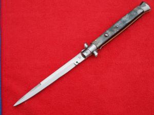  New 13" Italian Stiletto Brazilian-Horn  SS-Bayonet grind Blade fully lined nickel/silver bolsters