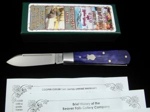 Beaver Falls Cutlery Co Smooth Purple Bone Jack Knife NIT Cooper Cutlery Made in USA PUR