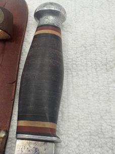 Valacut USA Vintage Fixed Blade Stacked Leather Handle Hunting Knife Rare (9)