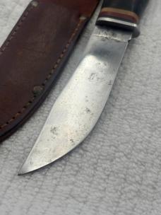 Valacut USA Vintage Fixed Blade Stacked Leather Handle Hunting Knife Rare (9)