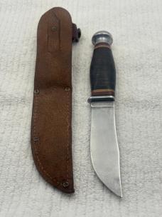 Valacut USA Vintage Fixed Blade Stacked Leather Handle Hunting Knife Rare (9)