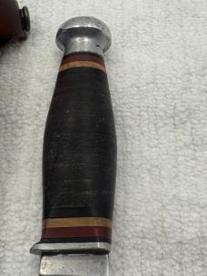 Valacut USA Vintage Fixed Blade Stacked Leather Handle Hunting Knife Rare (9)