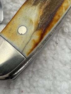 J A Henckels  Vintage 3 Blade Stag Handle Stockman Pocket Knife