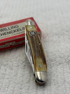 J A Henckels  Vintage 3 Blade Stag Handle Stockman Pocket Knife