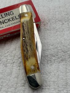 J A Henckels  Vintage 3 Blade Stag Handle Stockman Pocket Knife