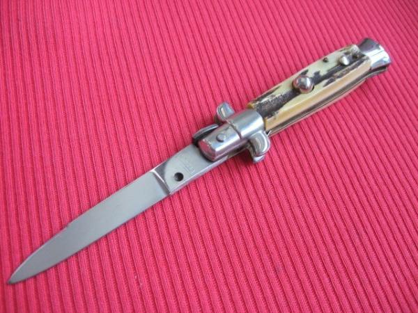 Vintage Italian Small Transitional VIRGINIA 16 cm. Stiletto Stag Switchblade 