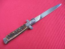Vintage Italian Small Transitional VIRGINIA 16 cm. Stiletto Stag Switchblade 
