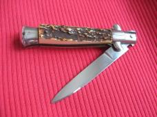 Vintage Italian Small Transitional VIRGINIA 16 cm. Stiletto Stag Switchblade 