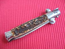 Vintage Italian Small Transitional VIRGINIA 16 cm. Stiletto Stag Switchblade 