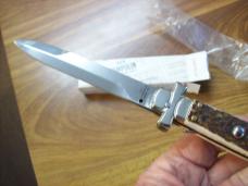 A. G. A. Campolin Maniago, Italy Maltese Cross Bayonet 9 Incher Lockback W/Genuine Stag/Antler NIB