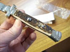 A. G. A. Campolin Maniago, Italy Maltese Cross Bayonet 9 Incher Lockback W/Genuine Stag/Antler NIB