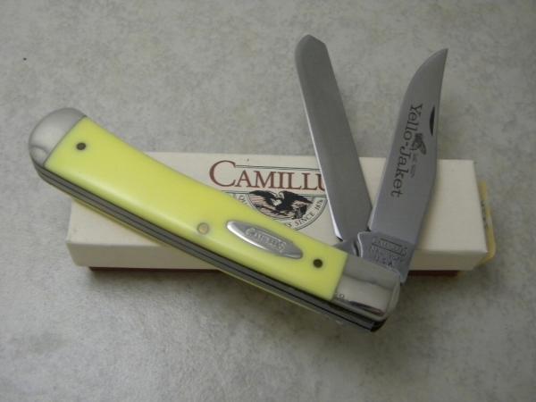 Camillus New York USA Yello-Jaket 717 Yellow Trapper Knife NIB Camillus New York USA Yello-Jaket 717 Yellow Trapper Knife NIB