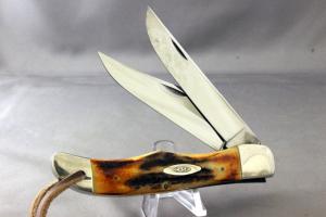 CASE 5265SAB Folding Hunter with Super Stag Handles, 10 Ddots, 1970, Very Nice Knife, Neat Lanyard