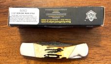 Bear & Son 505D Stag Damascus Mid Length Lock Back