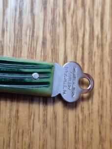 Great Eastern Cutlery 0210 Green Jigged Bone Letter Opener, NEW, MINT 1 of only 10 made! 