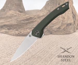 QSP Leopard QS135-C - 3.0" 14C28N Drop Point Blade, Green Micarta Handle Knife