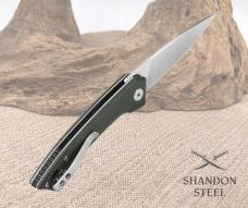 QSP Leopard QS135-C - 3.0" 14C28N Drop Point Blade, Green Micarta Handle Knife