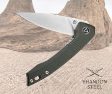 QSP Leopard QS135-C - 3.0" 14C28N Drop Point Blade, Green Micarta Handle Knife